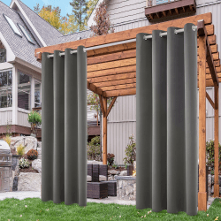 Deconovo Blickdicht Vorhänge Outdoorvorhänge Gardinen Terrassen Sichtschutz Outdoor Vorhang Wetterfest Wasserdicht Sonnenschutz für Balkon Pavillon, 214x132 cm(HöhexBreite), Grau, 2er Set Grau Öse H214 x B132 cm(2er Pack) Angebot bei HelloDeals
