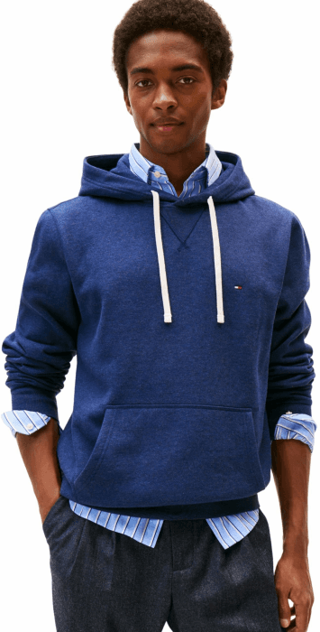 Tommy Hilfiger Herren Hoodie Seasonal Fleece mit Bauchtasche XS Blue (Heathered Blue) Angebot bei HelloDeals