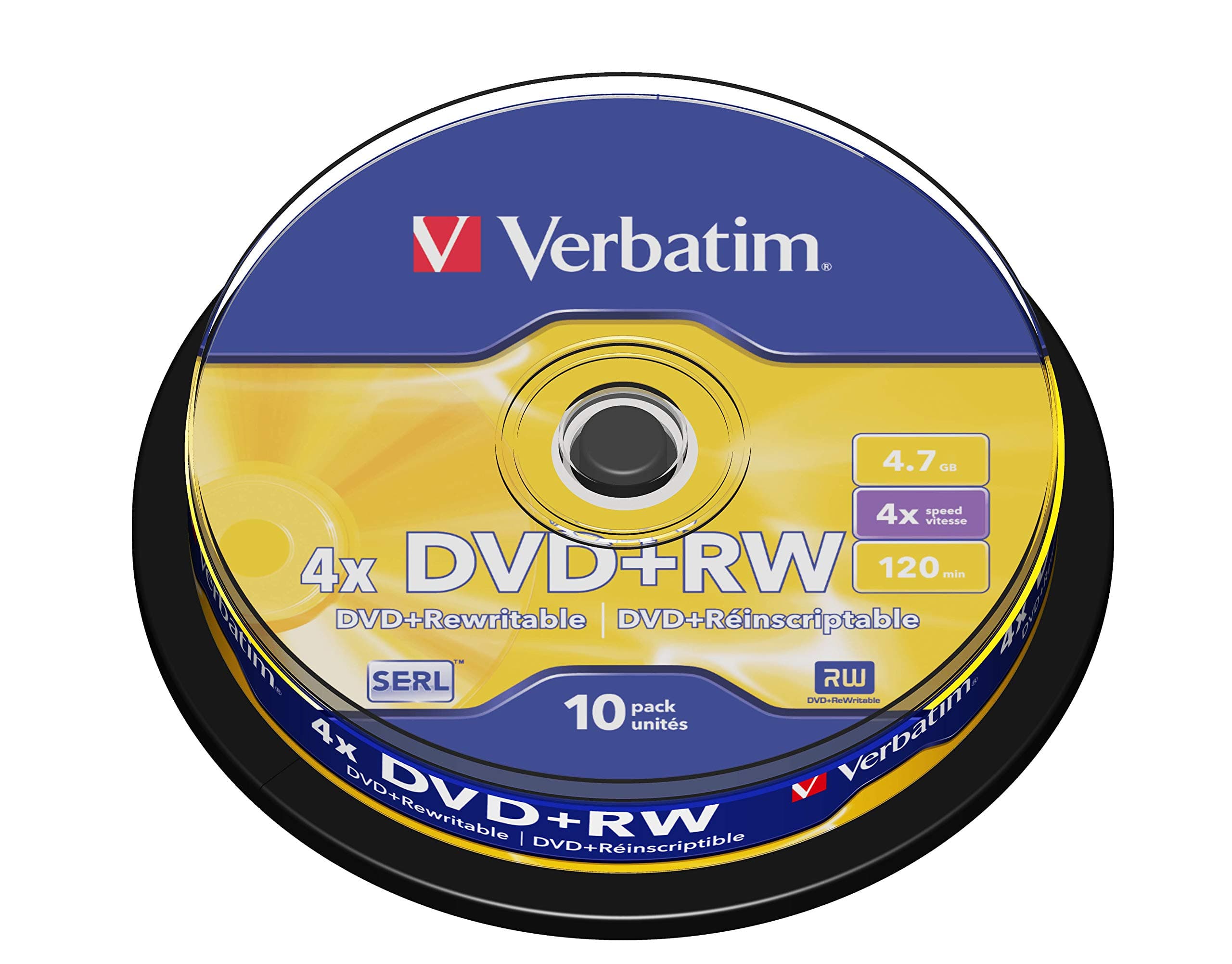 Verbatim DVD+RW 4,7 GB - 4-fache Brenngeschwindigkeit - hohe Lebensdauer - Kratzschutz - 10 Stück Spindel Matt Silver 10er-Pack Spindle Angebot bei HelloDeals