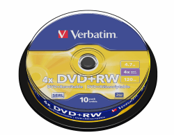 Verbatim DVD+RW 4,7 GB - 4-fache Brenngeschwindigkeit - hohe Lebensdauer - Kratzschutz - 10 Stück Spindel Matt Silver 10er-Pack Spindle Angebot bei HelloDeals