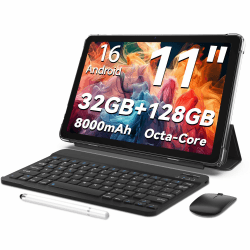 TUOHAITIME Android 16 Tablet, 11inch Tablet, 32GB+128GB 1 TB erweiterbar, Produktivitäts-Bundle mit Tastaturhülle, Eingabestift, Octa-Core Prozessor, Dual-Kamera, WiFi, 8000-mAh-Akku (Schwarz) Angebot bei HelloDeals
