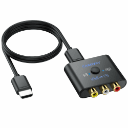 CAMWAY RCA auf HDMI Adapter, 16:9/4:3 Konvertierung 1080P Composite CVBS AV Cinch Video Audio Konverter mit 50CM HDMI Kabel, AV Adapter Unterstützt PAL/NTSC für Wii/PS1/PS2/N64/Xbox/DVD/VCR RCA auf HDMI mit HDMI Kabel Angebot bei HelloDeals