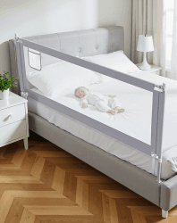 Bettschutzgitter Hellgrau 200cm, Rausfallschutz Boxspringbett, Höhenverstellbar, Mit Befestigungsgurten, Ohne Werkzeug Montage (1 Stück) Angebot bei HelloDeals