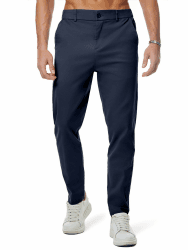JMIERR Baumwolle Chino Hosen Herren Stretch Cargohose Hose Männer Business Freizeit Hosen Elastische Taille mit Taschen Marineblau L Angebot bei HelloDeals
