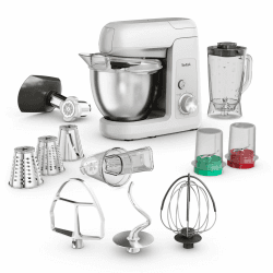 Tefal Bake Partner Küchenmaschine, leistungsstarke 1100 W, inkl. Standmixeraufsatz + Back-Kit, Abschaltautomatik bei Anheben des Armes, planetarisches Rührsystem, 4,6-l-Schüssel, Silber, QB525B38 Angebot bei HelloDeals
