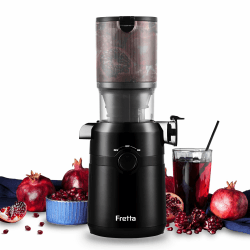 Fretta Entsafter,Slow Juicer mit 108MM Breite und Größere Fütterungsröhre,Füllvolumen für ganze Gemüse und Obst,BPA-frei Tritan-Material Entsafter,Einfacher Installation,200W 1L Tiefschwarz Angebot bei HelloDeals