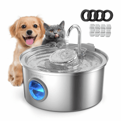 Invengo Katzenbrunnen Edelstahl, 3.2L Ultra-Leiser Trinkbrunnen für Katze mit Wasserstandsanzeige und 5-Fach Filtersystem - Haustierbrunnen für Katzen und Kleine Hunde, Inklusive 4 Ersatzfiltern 3,2L Ultra-Leiser Brunnen Angebot bei HelloDeals