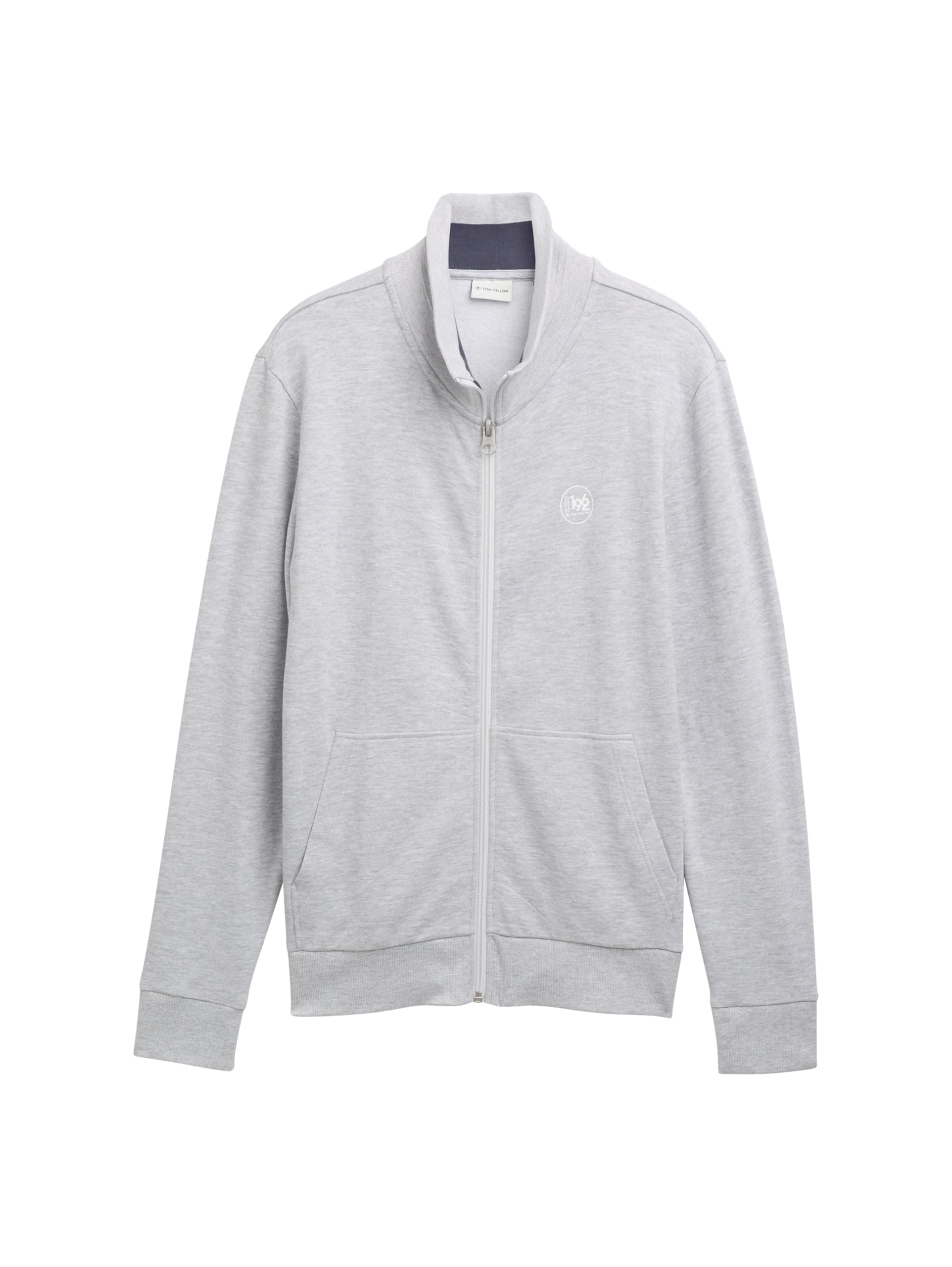 Tom Tailor Herren Sweatjacke mit Stehkragen S 15398 - Light Stone Grey Melange Angebot bei HelloDeals
