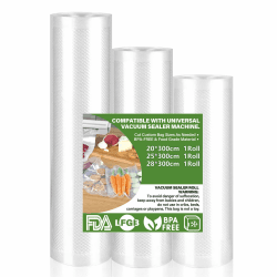 KOOSREEL Vakuumbeutel für Lebensmittel,3 Rollen,geeignet für alle Vakuumiergeräte,zur Konservierung und zum Kochen von Lebensmitteln,BPA-frei (28/25/20 x 300 cm) 3 Pack-28/25/20 x 300cm Angebot bei HelloDeals
