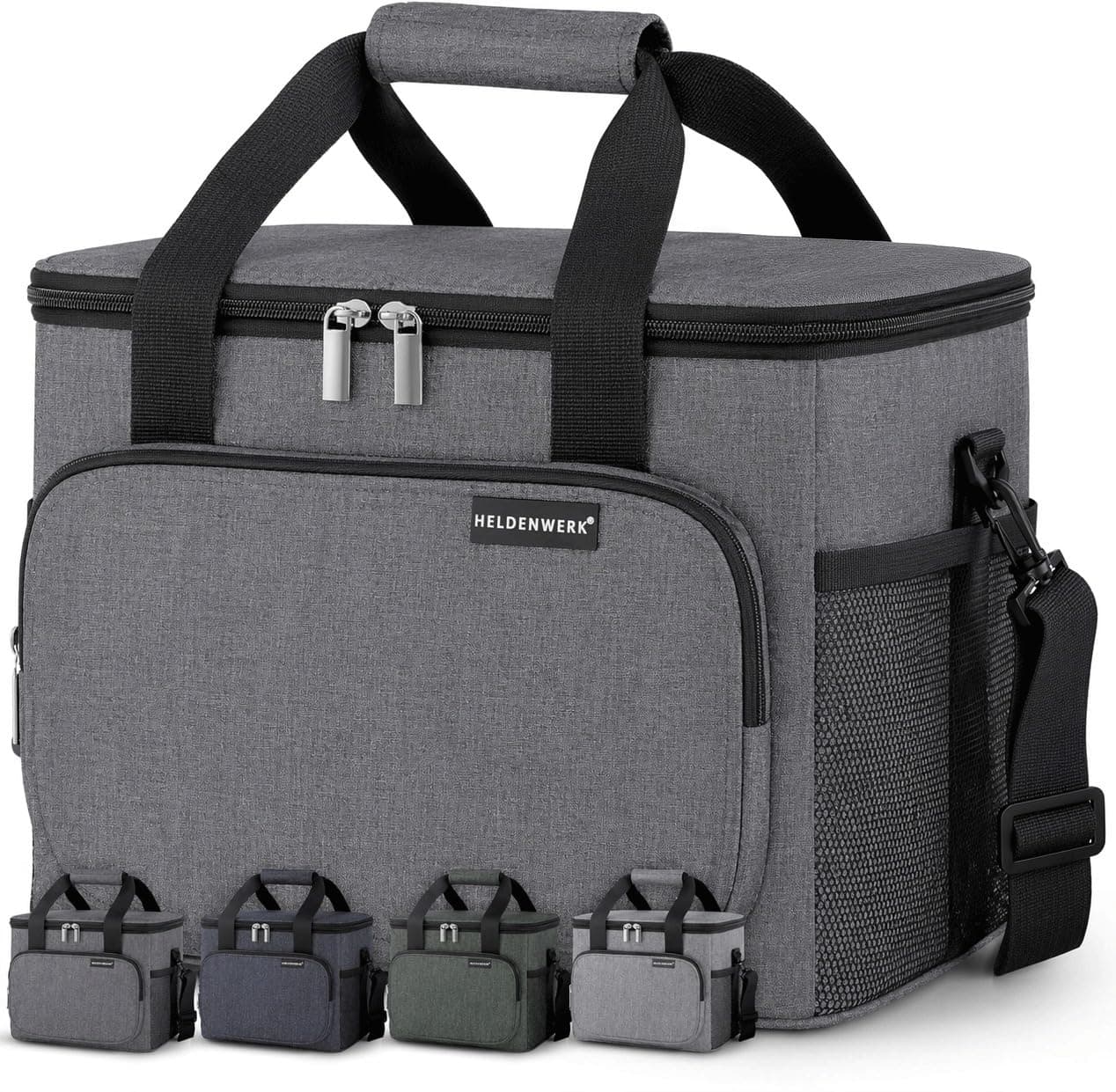 HELDENWERK® Kühltasche groß faltbar – 12h Kühlleistung – Thermotasche auslaufsicher & wasserdicht – Kühlbox, Picknicktasche, Lunchtasche, Isoliertasche mit 6 Fächern & verstärktem Boden Dunkelgrau 20L Angebot bei HelloDeals