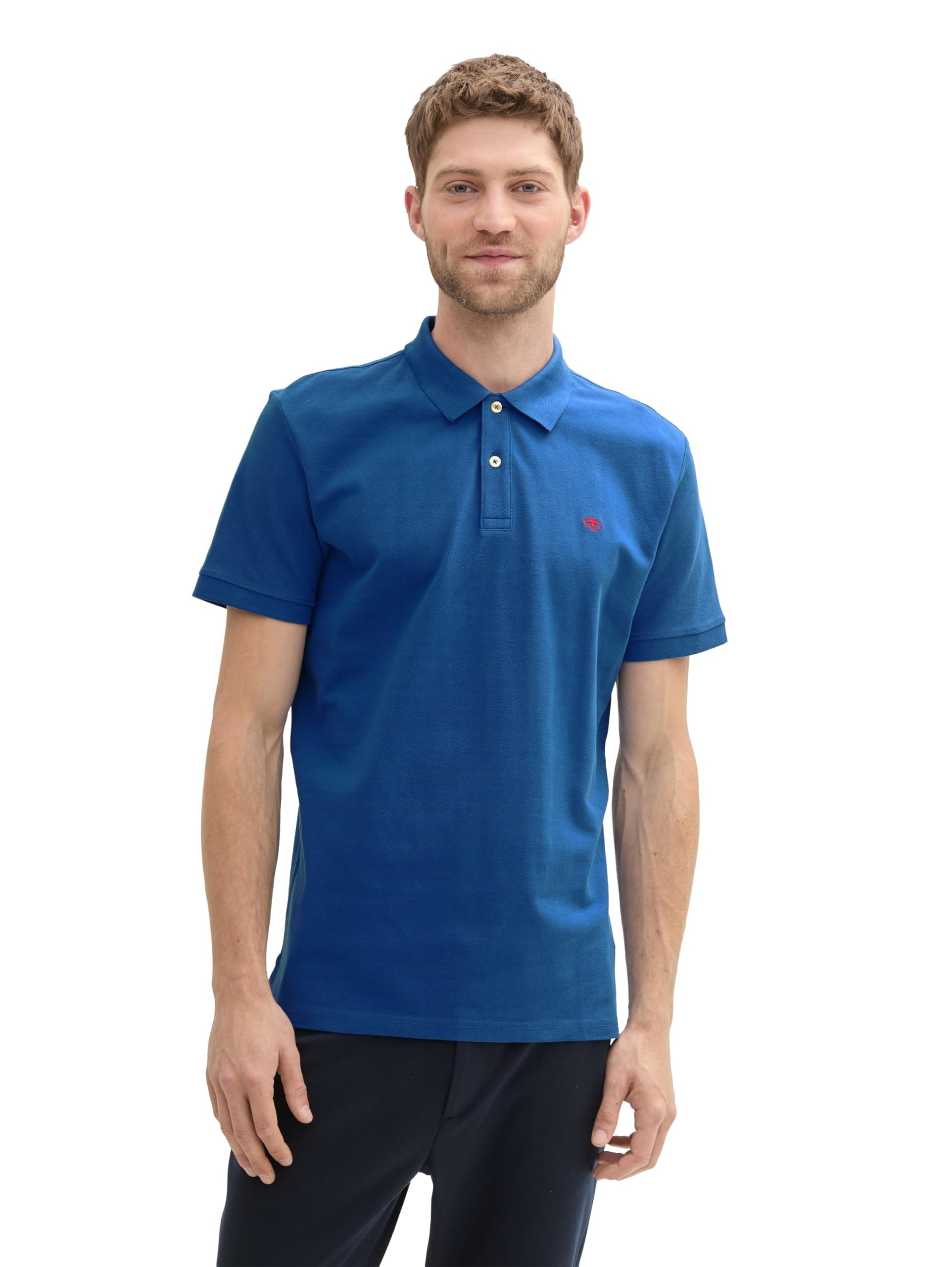 Tom Tailor Herren Piqué Poloshirt aus Baumwolle 3XL 11132 - Advanced Blue Angebot bei HelloDeals