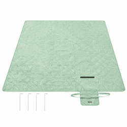 SONGMICS Picknickdecke, 200 x 200 cm, mit 4 Erdankern, groß, Campingdecke, für Park, Garten, Strand, wasserdicht, maschinenwaschbar, faltbar, mintgrün mit tropischem Farn GCM010C02 200 x 200 cm (Rechteckig) Grün Angebot bei HelloDeals