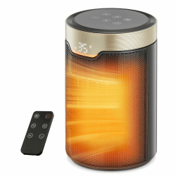 Heizlüfter Energiesparend, 1500W PTC Keramik Elektrischer Heizlüfter mit Thermostat, ECO-Modus, Leiser, Fernbedienung, 24 Std Timer, Überhitzungs- & Kippschutz, Elektroheizung für Räume Schlafzimmer Angebot bei HelloDeals
