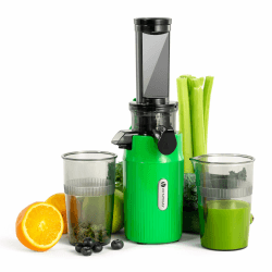 Ventray Ginnie Entsafter, Slow Juicer mit 60 U/min, 45mm Öffnung, Rückwärts Funktion und Zwei Filtergrößen, BPA Freie, 100 Watt, Leicht zu Reinigen & Leiser, Schlankes Design, 400ml, Papageiengrün Angebot bei HelloDeals