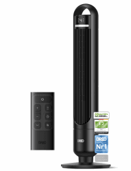 DREO Leiser Turmventilator, Ventilator mit Kühlung, Fernbedienung für Schlafzimmer, Tower Fan mit 4 Geschwindigkeiten, 3 Modi, 9,8 m Windreichweite, 8H Timer, 90° Oszillierend für Wohnzimmer Schwarz 91cm Angebot bei HelloDeals