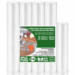 Vakuumierbeutel 5 Rollen Vakuumbeutel Lebensmittel 20|28x300cm, Vakuumierfolie für alle Vakuumiergerät, BPA-frei, reißfest, 190µm, Sous Vide Gefrierbeutel für alle Mikrowelle 5 Rollen-20|28x300cm Angebot bei HelloDeals