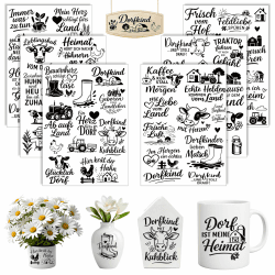 Rub-On Sticker Set Dorfkind Bauernhof Landleben – Abreibebilder Sprüche Aufkleber Landhaus Deko, Traktor, Kuh, Huhn, Heimat, Rustikale Sticker für Scrapbooking, Karten & Geschenke Angebot bei HelloDeals