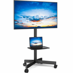 RFIVER TV Ständer Rollbar TV Wagen auf Rollen für 27-60 Zoll Fernseher Fernsehständer TV Standfuss Höhenverstellbar Neigbar Max. 40 KG VESA 400x400 mm Schwarz Angebot bei HelloDeals