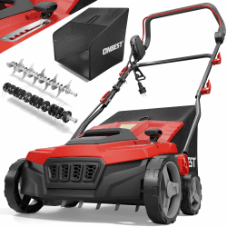 ONBEST 2IN1 Elektro Vertikutierer – 1800 Watt – 38 cm Arbeitsbreite – 45 l Fangkorb – mit Vertikutier - & Lüfter Walze - Rasenvertikutierer zum Entfernen von Moos/Unkraut und zum Belüften vom Rasen Angebot bei HelloDeals