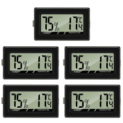 Thlevel Luftfeuchtigkeitsmesser Thermometer Hygrometer Mini Digital Temperatur Zimmerthermometer für Innen Büro Wohnzimmer 5 Stücke 5PCS 4.8cm Angebot bei HelloDeals