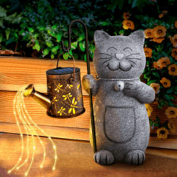 Hinshark Geschenke für Frauen Mama, Muttertagsgeschenk Katze Garten Deko Gartenstatuen mit Solar Laterne, Muttertagsgeschenke für Mama Geburtstagsgeschenk für Frauen, Gartendeko für Draußen Wetterfest Grau Angebot bei HelloDeals