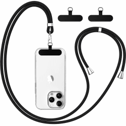 caslord Handyband Universal, Handy Lanyard mit 2 Stück Universelles Patch, Handyband mit Hülle kombinierbar, Einstellbar und Abnehmbar -Schwarz Schwarz All Phone Models Angebot bei HelloDeals