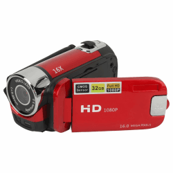 Videokamera-Camcorder, 1080P 16 MP Digitalkamera-Recorder, 2,4 Zoll Drehbarer Bildschirm, 16-facher Digitalzoom-Camcorder-Kamera mit Fülllicht (Rot) Angebot bei HelloDeals