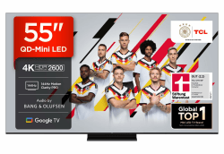 TCL 55C7K QD-Mini LED Fernseher, 55 Zoll, 4K HDR Premium, Dolby Vision IQ & Atmos, Smart TV mit Google TV, 144Hz, HDMI 2.1, AMD FreeSync Premium Pro, AirPlay 2, Google Assistant 55 Zoll C7K Anti-Glare B&O QD-Miniled Angebot bei HelloDeals