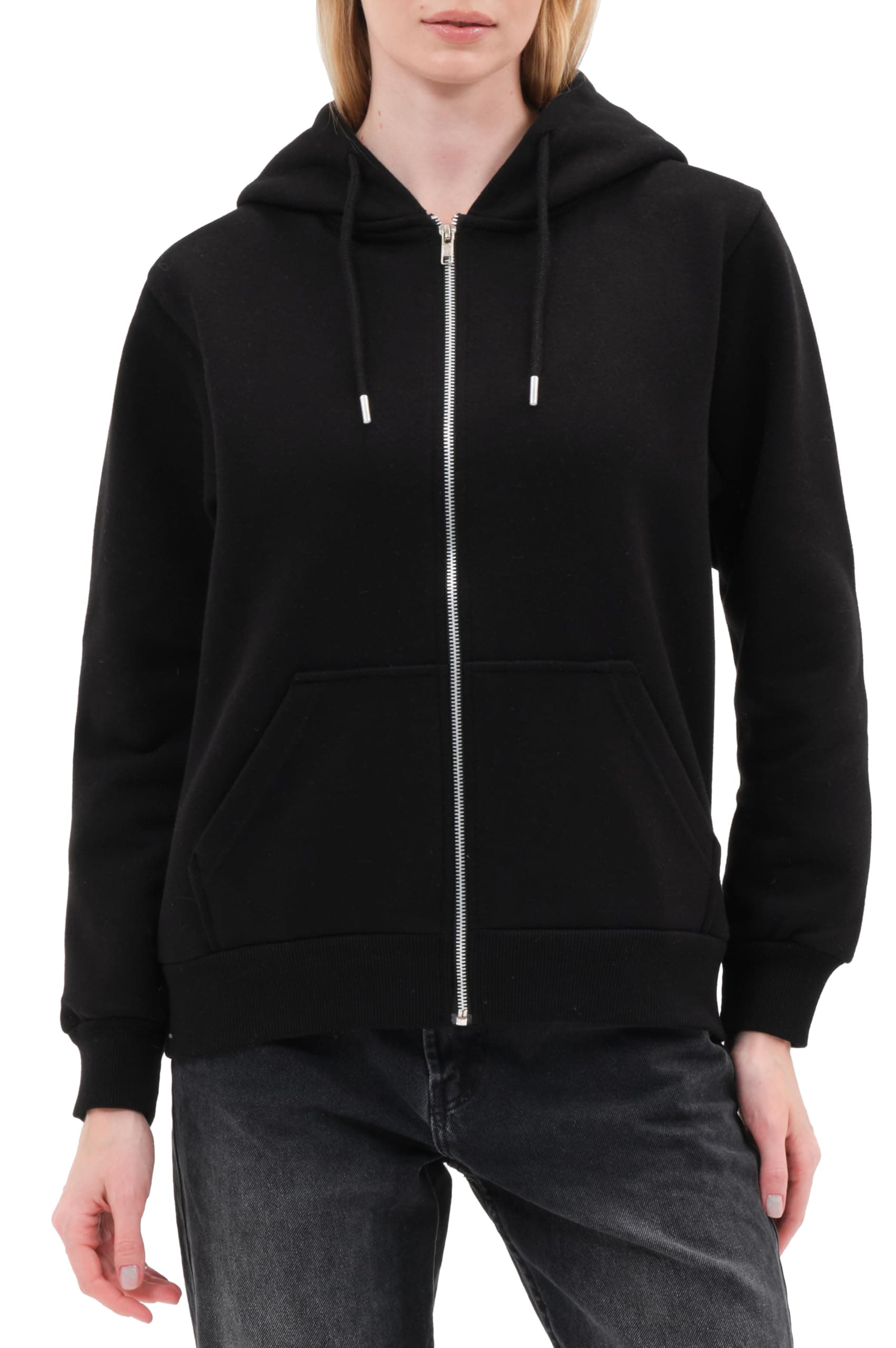 Smith & Solo Hoodie Damen – Kapuzenpullover Frauen Baumwolle Long, mit Kapuze Pullover Sweatshirt Rundhals, Slim Fit Freizeit Sport Langarmshirt, Hoodies Training - Pulli Streetwear XXL Schwarz-zip Angebot bei HelloDeals