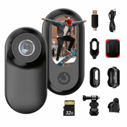 Mini Action Cam Bodycam mit 32GB Speicherkarte, Körperkamera für freihändige Aufnahme, Helmkamera für Fahrrad & Motorrad, tragbare Mini Kamera für Outdoor, Wandern, Skifahren und Alltagsaufnahmen Schwarz Angebot bei HelloDeals