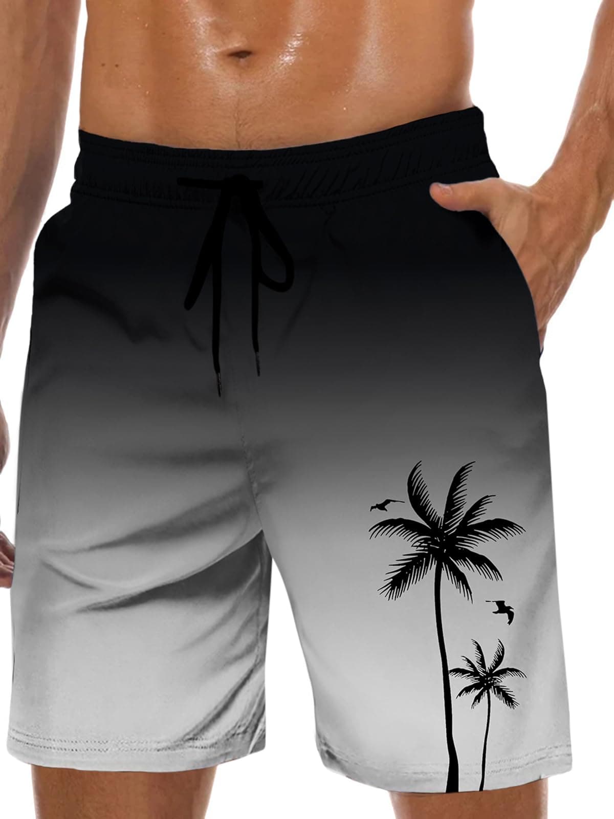 Badehose Herren Lang Badeshorts Männer mit Innenhose Schwimmhosen Knielang Strandshorts Jungen Bademode für Herren Surfen Schnelltrocknend S-3XL Schwarzgrau XL Angebot bei HelloDeals