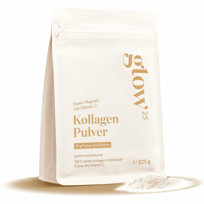 Glow25® Collagen Pulver [225g] – Unser Original – Kollagen Hydrolysat mit Vitamin C – Peptide Typ 1 und 3 – Gute Löslichkeit – Neutral 225g (mit VItamin C) Angebot bei HelloDeals