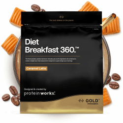Protein Works | Diet Breakfast 360 – GOLD Innovation, gesunder Mahlzeitenersatz-Shake für unterwegs, unterstützt Gewichtsverlust, mit Koffein, zuckerarm, Karamell Latte, 9 Portionen, 500g Caramel Latte 500 g (1er Pack) Angebot bei HelloDeals
