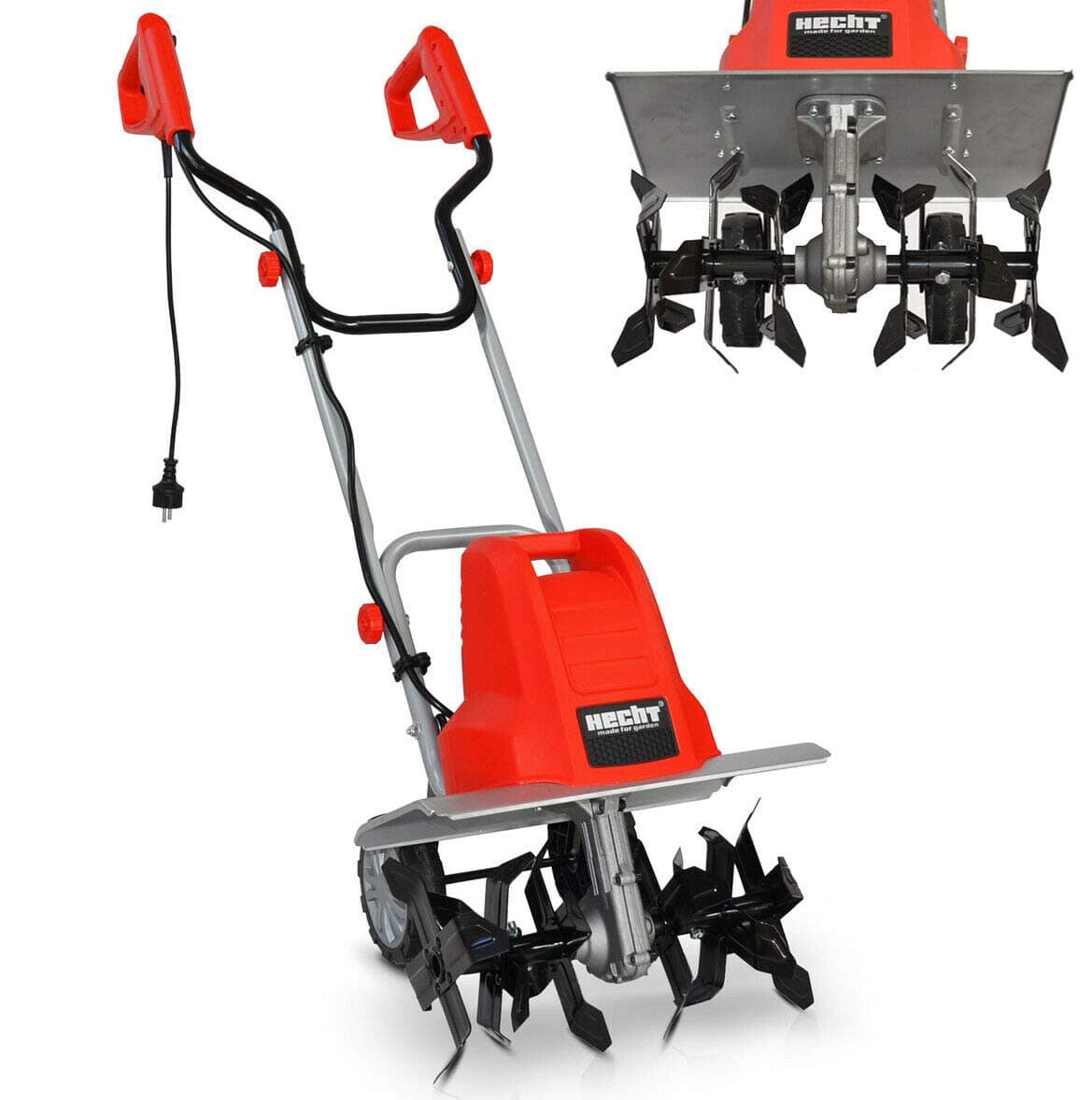 HECHT Elektro Bodenhacke für effektive Bodenbearbeitung – 1500 Watt – 24 Messer – elektrische Gartenfräse – Gartenhacke – Kultivator – zum umgraben und lockern vom Boden für perfekte Pflanzen (Rot) Angebot bei HelloDeals