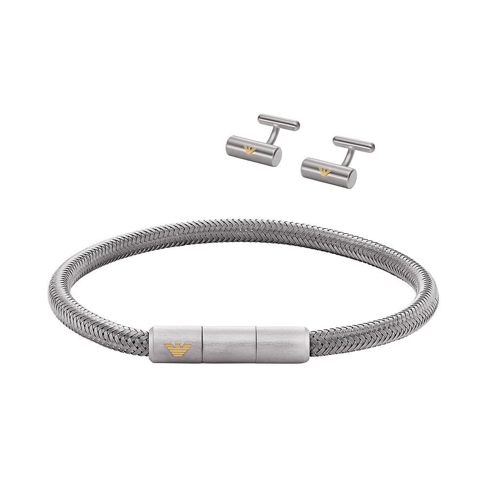 Emporio Armani Herrenset Armband Manschettenknöpfe Edelstahl, EGS3044SET Angebot bei HelloDeals