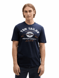 TOM TAILOR Herren T-Shirt aus Baumwolle mit Logo-Print XL 10668 - Sky Captain Blue Angebot bei HelloDeals