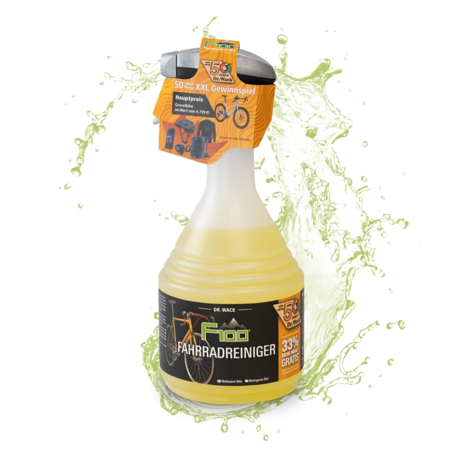 DR. WACK - F100 Fahrradreiniger 1 Liter (33% mehr Inhalt gratis) - Limited Edition - Reinigungsmittel für das gesamte Fahrrad - Reinigungsspray säurefrei & materialschonend - Hochwertige Fahrradpflege Angebot bei HelloDeals