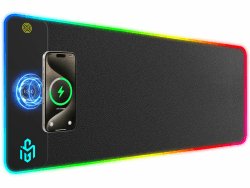 GIM PU-Leder kabelloses Ladekissen RGB Gaming Mauspad 15W, LED Mausmatte 800x300x4MM, 10 Lichtmodi extra großes Mauspad mit Rutschfester Gummibase Computer-Tastaturmatte für Gaming (Schwarze-PU) Angebot bei HelloDeals