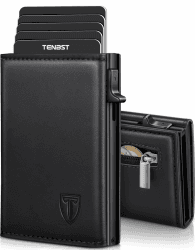 TENBST Geldbörse Herren, Slim Wallet Geldbeutel mit Münzfach & RFID Schutz, Leder Portmonee, 8 Fächer für Kreditkarten, Kartenetui Herren, Geschenke zum Vatertag - Schwarz Angebot bei HelloDeals