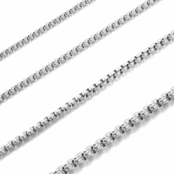 RWQIAN Herren Damen Edelstahl Kette Silber/Gold/Schwarz Venezianierkette Männer Briolette Kette Box Halskette Breite 2/2.5/3/4MM Länge 45-70CM Silber-2.0mm 50.0 Zentimeter Angebot bei HelloDeals