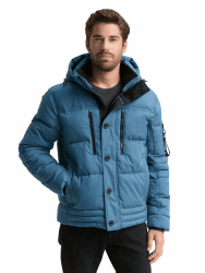 TOM TAILOR Herren 1046971 Pufferjacke mit abnehmbarer Kapuze XXL 38224 - Real Teal Blue Angebot bei HelloDeals