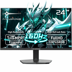 Minifire 24 Zoll 160Hz Gaming Monitor - 1ms (MPRT) mit FHD 1080p PC Monitor Gaming,Support AdaptiveSync, HDR 10, Low Blue Light, Fadenkreuz | 1 × HDMI 2.0 & DP 1.4 & 4000:1 Kontrast (MFG24F4M) 24 inch FHD/160Hz/HDMI+DP Angebot bei HelloDeals