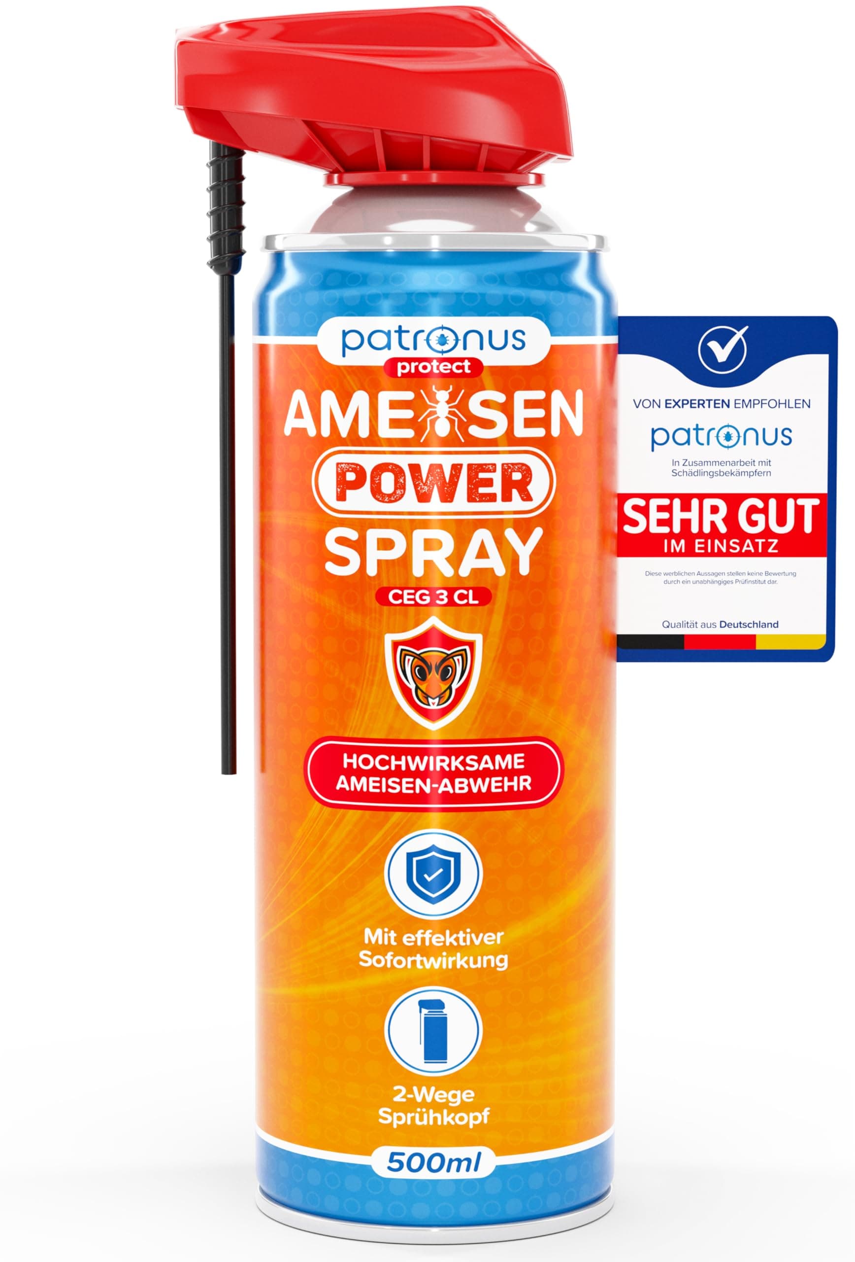Patronus Ameisen Power Spray [500ml] - Ameisenspray mit effektiver Sofortwirkung für Innen & Außen - Abwehr-Mittel gegen Ameisen - hochwirksam Zitrone 500 ml (1er Pack) Angebot bei HelloDeals