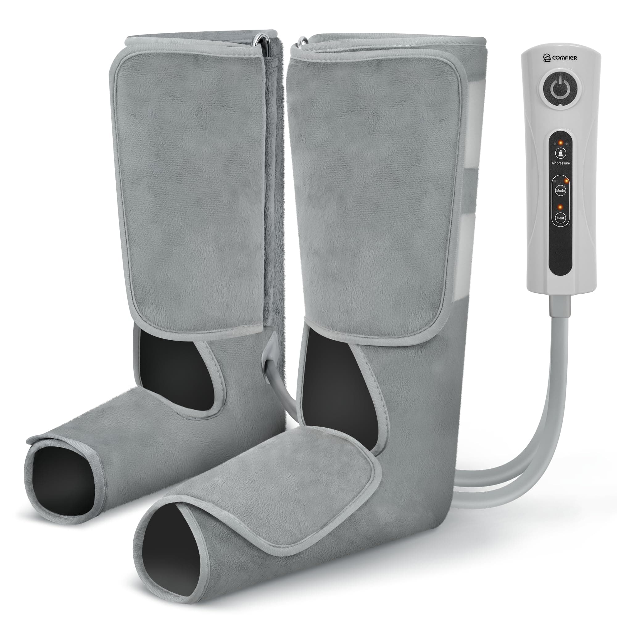 COMFIER Beinmassagegerät mit Kompression und Wärmefunktion, Fuß- und Wadenmassagegerät mit 3 Intensitätsstufen und verstellbaren Massage-Stiefeln Grau Angebot bei HelloDeals
