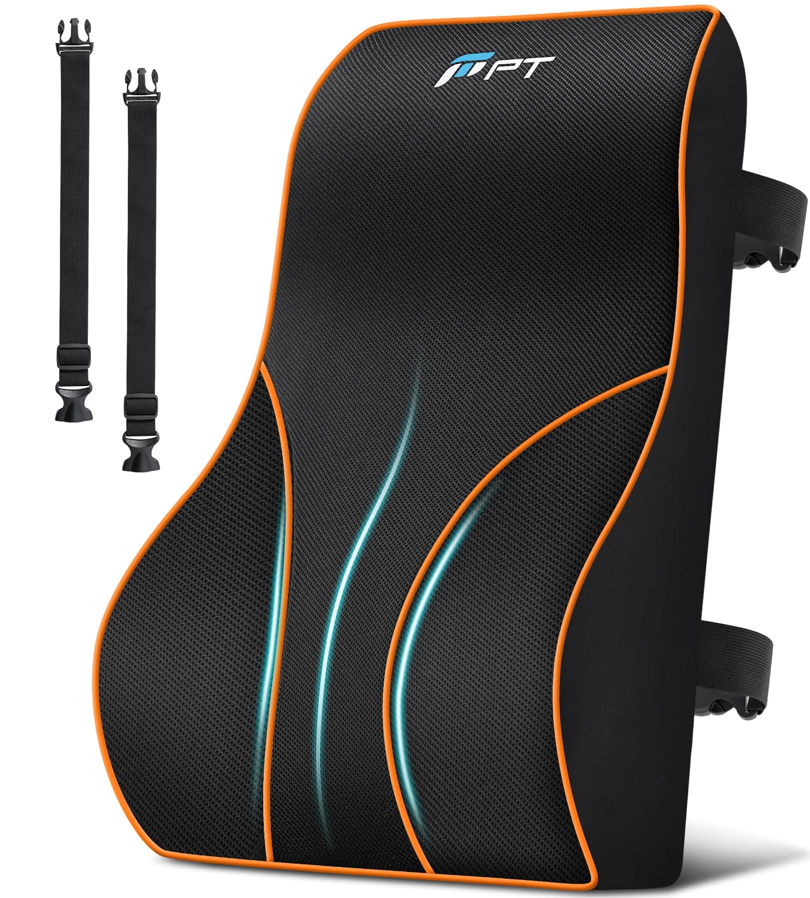 POOTACK Lendenkissen mit Memory-Schaum - Komfortable Lordosenstütze für Auto, Büro und Gaming, Verstellbares Rückenkissen für Bürostuhl, Autositz und Schreibtischstuhl, Schwarz Angebot bei HelloDeals