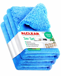 ALCLEAR 820203K_3 Mikrofasertücher 3er Set 40x40 cm – für Hochglanzküche, Möbelfronten, Lack, Kunststoff, Glas, fusselfrei, streifenfrei, ultraschallgeschnitten, nebelfeucht nutzbar, waschbar 60° C Alclear 820203k_3 3er Set Angebot bei HelloDeals