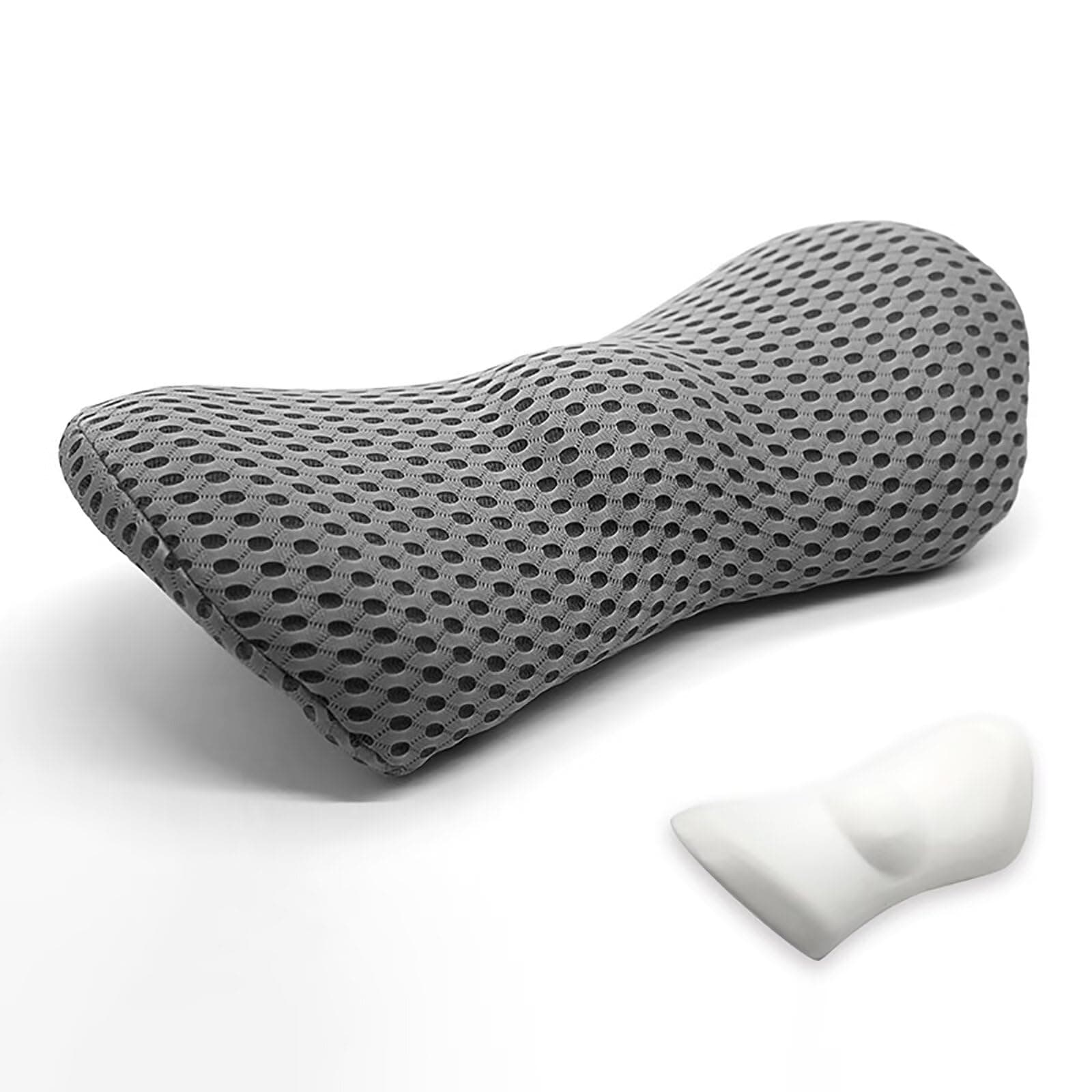 Lendenwirbelkissen, Ergonomisches Rückenkissen, Memory Foam Lendenkissen Auto, Komfort Rückenstützkissen zur Druckentlastung, Rückenpolster für Bett/Stuhl/Autositz/Bürostuhl (Dunkelgrau) Angebot bei HelloDeals