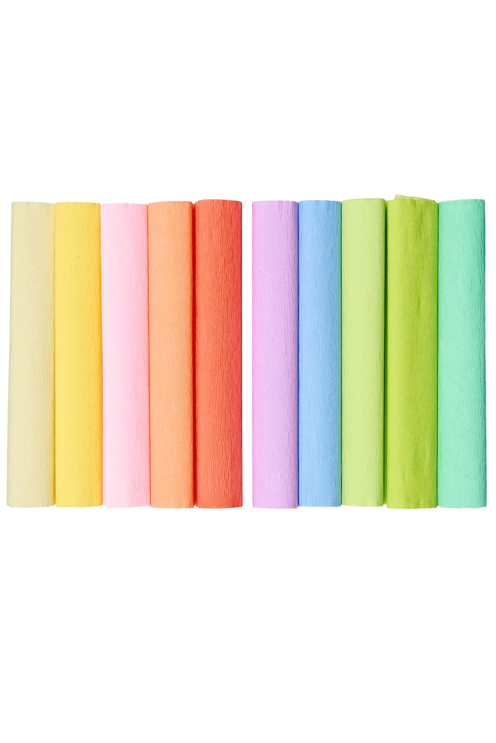 Krepppapier 25x200 cm Crepepapier für Handwerke, Kräuselpapier zur Dekoration, Schulpapier, Rollenpapier Elastizität, nicht abfärbende Farben, Pastellfarbenmix 10er Pack Angebot bei HelloDeals