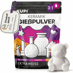 KUPI Keramik Gießpulver Weiß 10kg | Gips zum Gießen Lufthärtend & Geruchlos | Gießmasse für Silikonformen | Reliefgießpulver Weiß Keramikpulver Gipspulver 3/1 mix Angebot bei HelloDeals