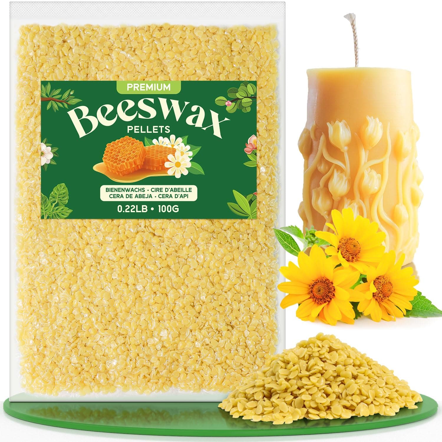 NORVENCE Bienenwachs Bio für Kosmetik, Gelbes Bienenwachs Pastillen 100g, Kerzenwachs für die Kerzenherstellung, Reines und natürliches Bienenwachs für Hautpflege, Lippenbalsam, Polieren und Lotion 100g Gelb Bienenwachs Angebot bei HelloDeals